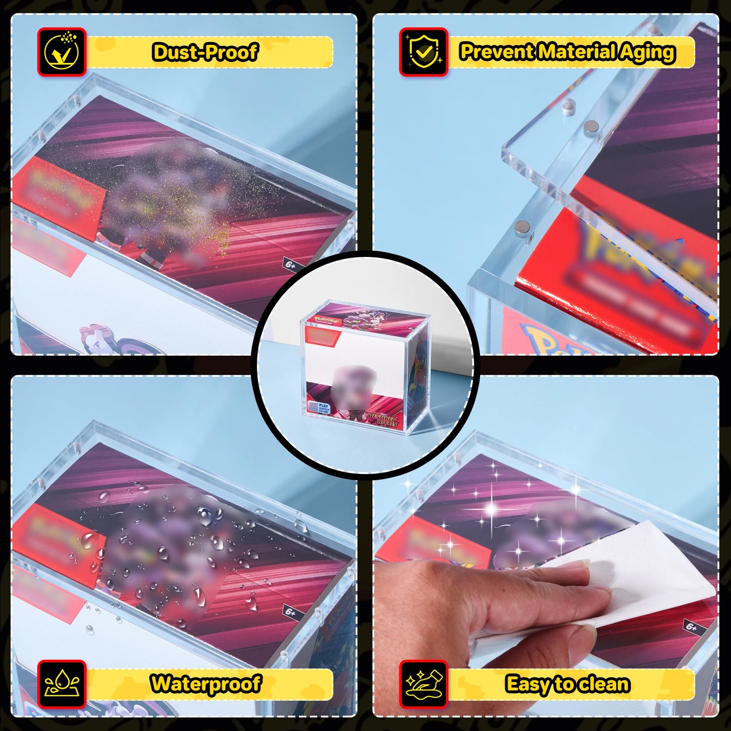 Kisbox PKMN Booster Box Acrylic Case – 5mm Dustproof Display Box