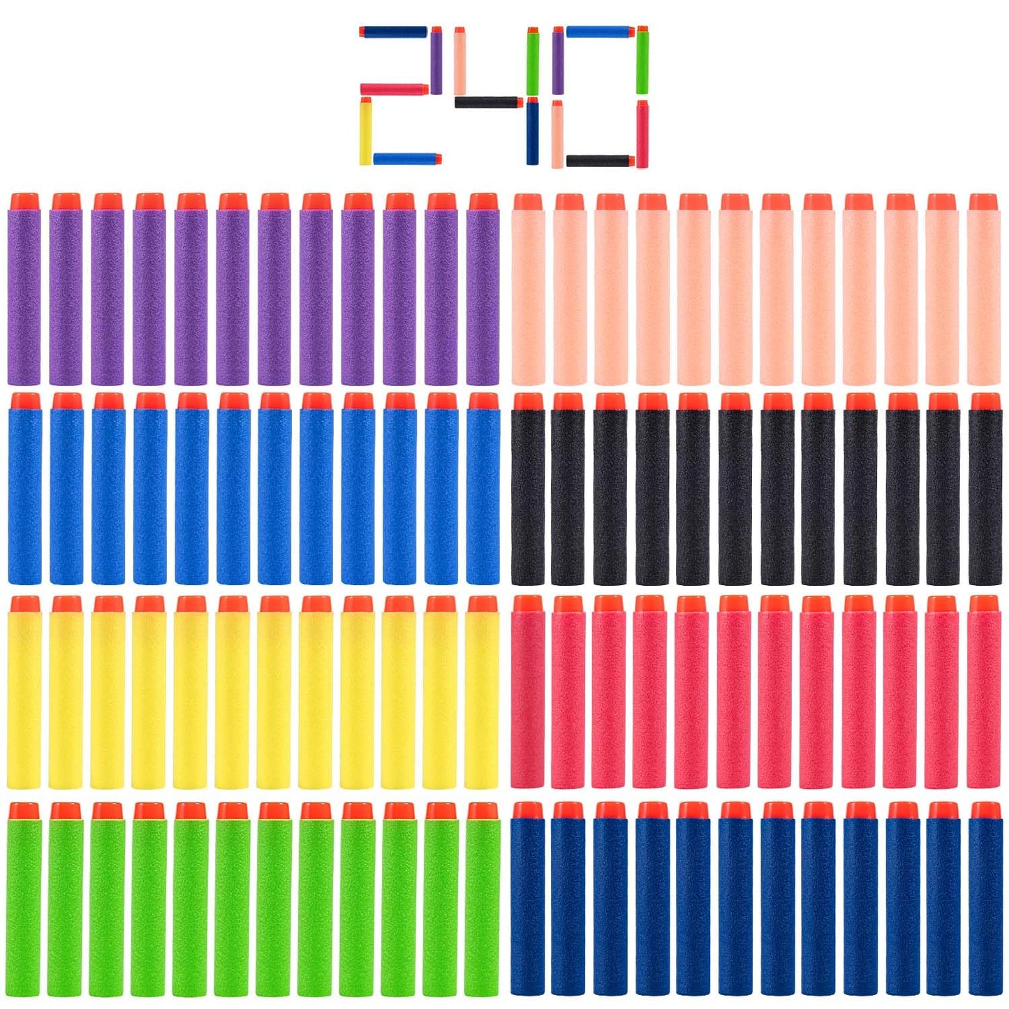 KISEER 240 Pcs Colorful Nerf Darts — Refill Bullets for N-Strike Elite Blasters