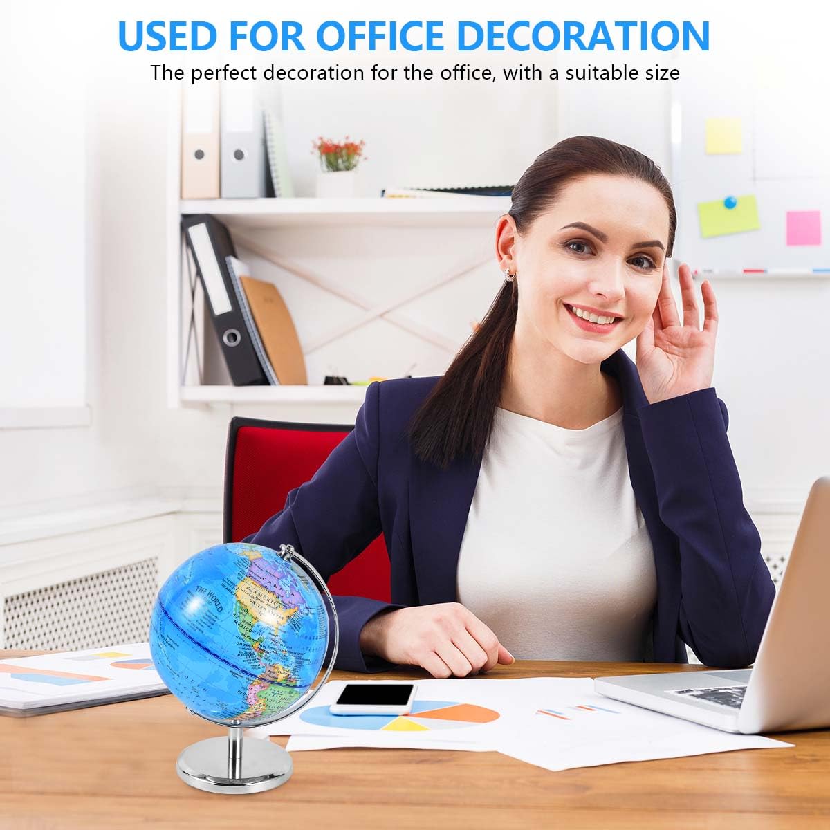 KISEER 6-Inch World Globe with Rotating Metal Stand – Classroom, Office & Home