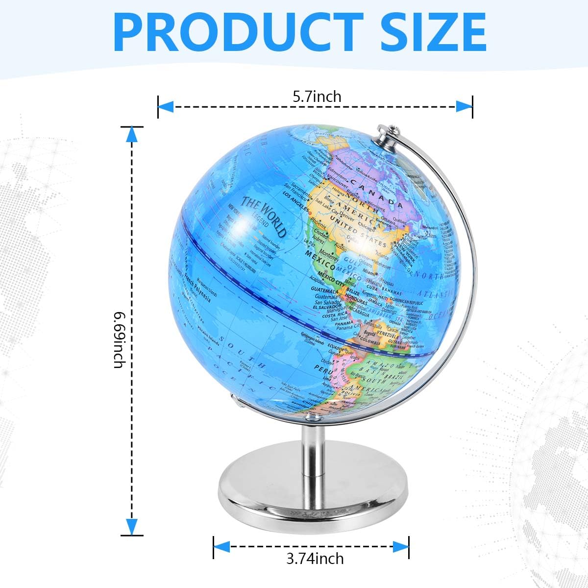 KISEER 6-Inch World Globe with Rotating Metal Stand – Classroom, Office & Home
