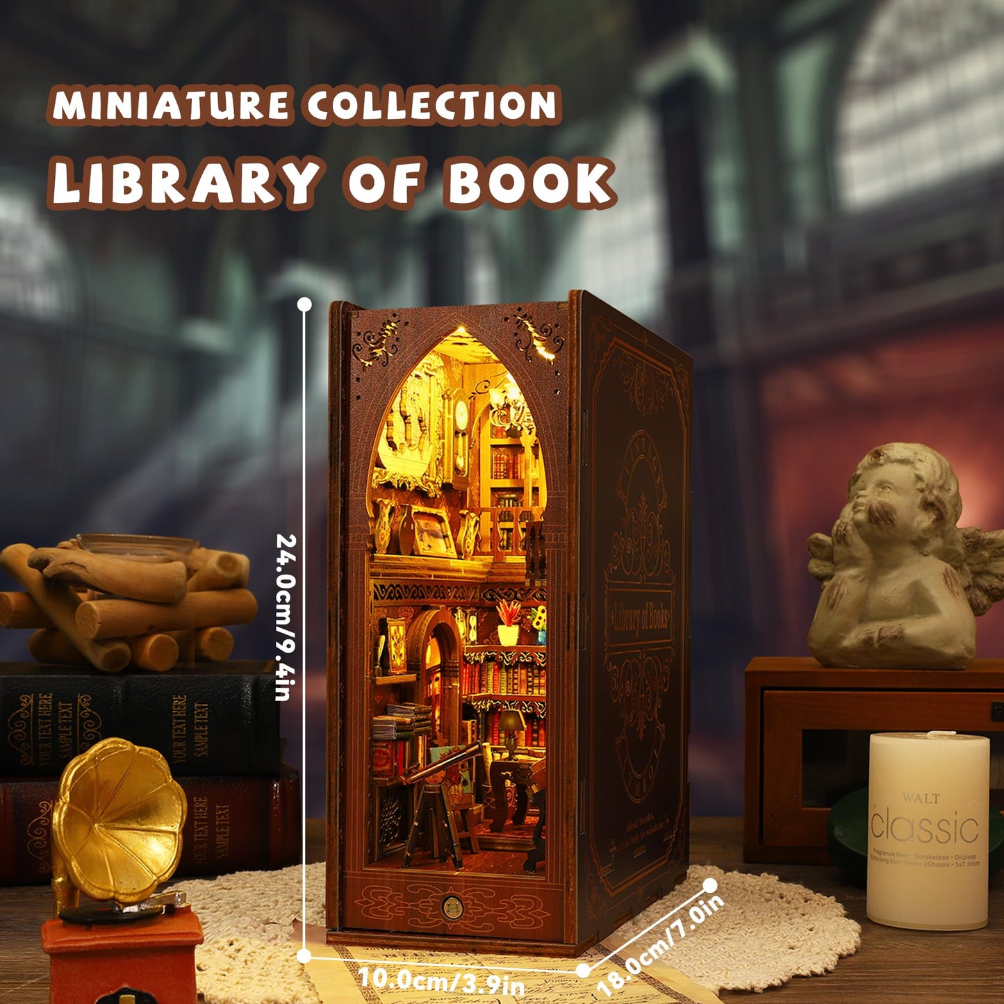 Kisoy Book Nook Kit - 3D Wooden Puzzle DIY Miniature House for Shelves