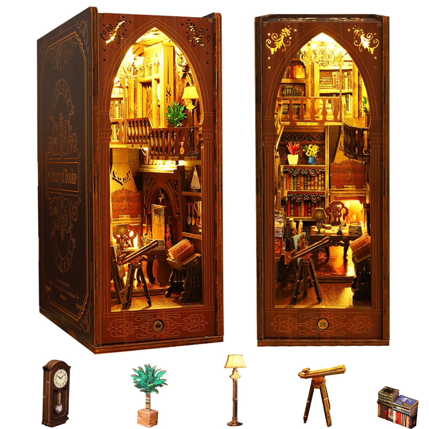 Kisoy Book Nook Kit - 3D Wooden Puzzle DIY Miniature House for Shelves