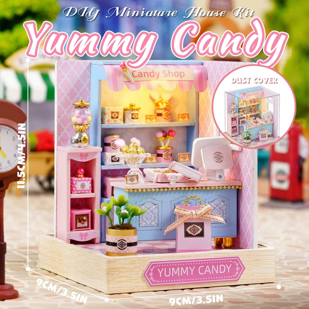 Kisoy Dollhouse Miniature Kit - DIY 3D Wooden House with Dust Cover