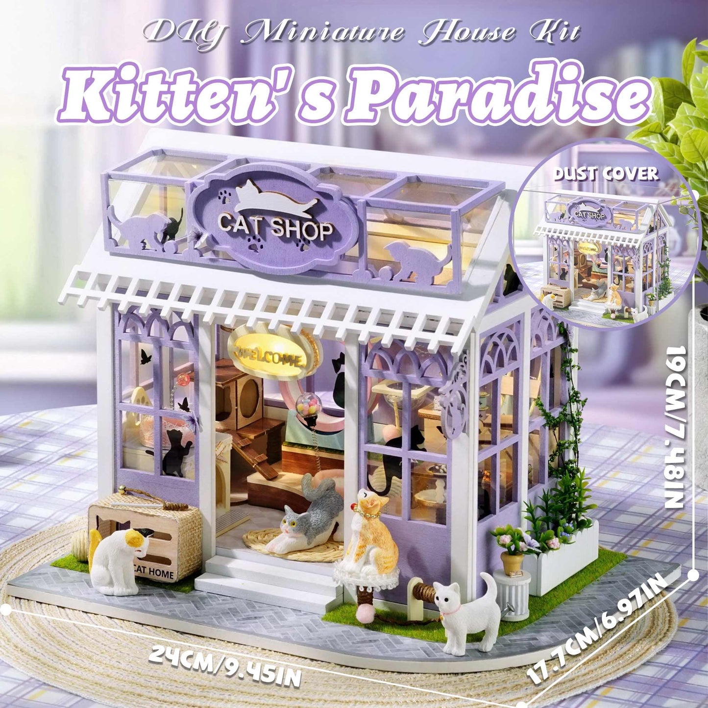 Kisoy DIY Miniature House Kit – Tiny House with Furniture & LED Light