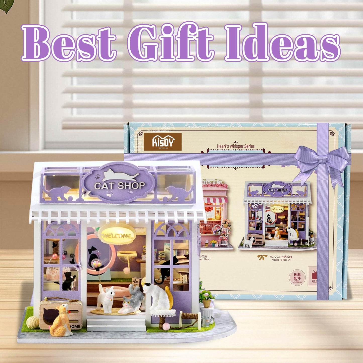 Kisoy DIY Miniature House Kit – Tiny House with Furniture & LED Light