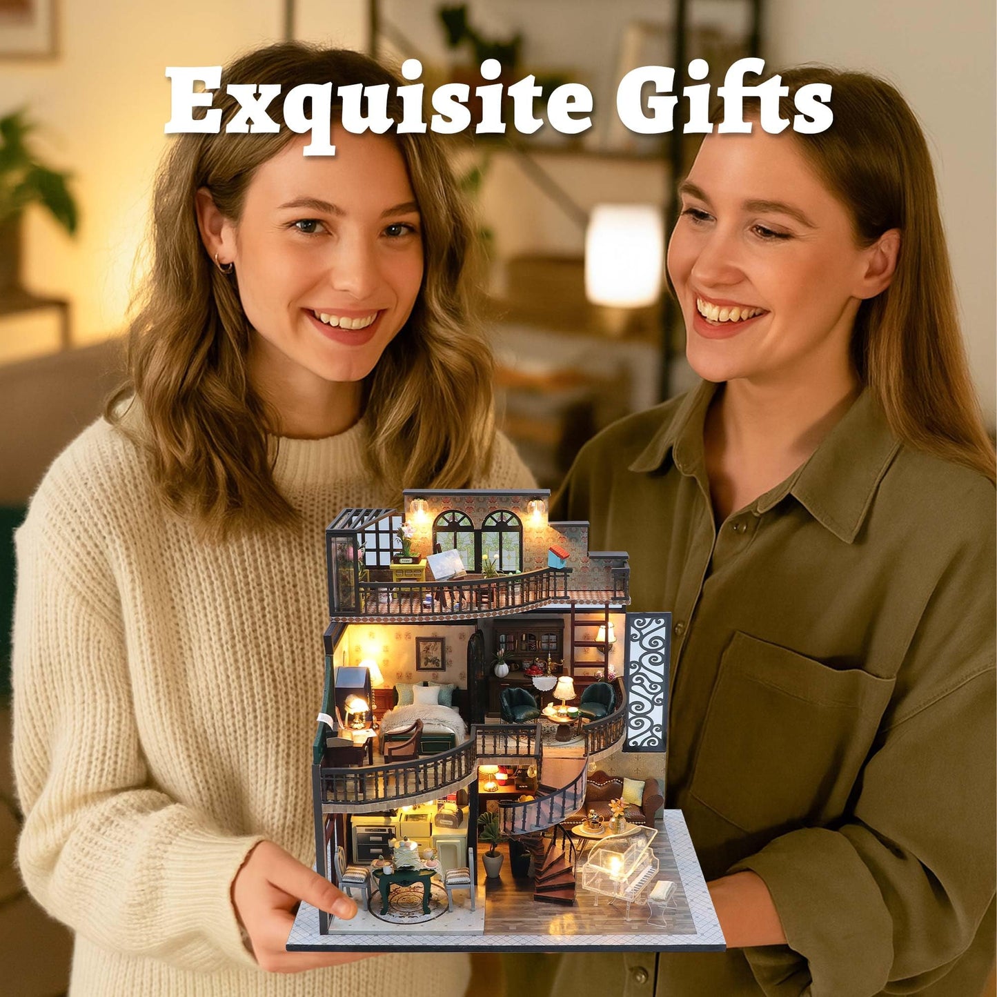 Kisoy DIY Miniature House Kit – LED Lighted Mini Scene for Adults & Teens