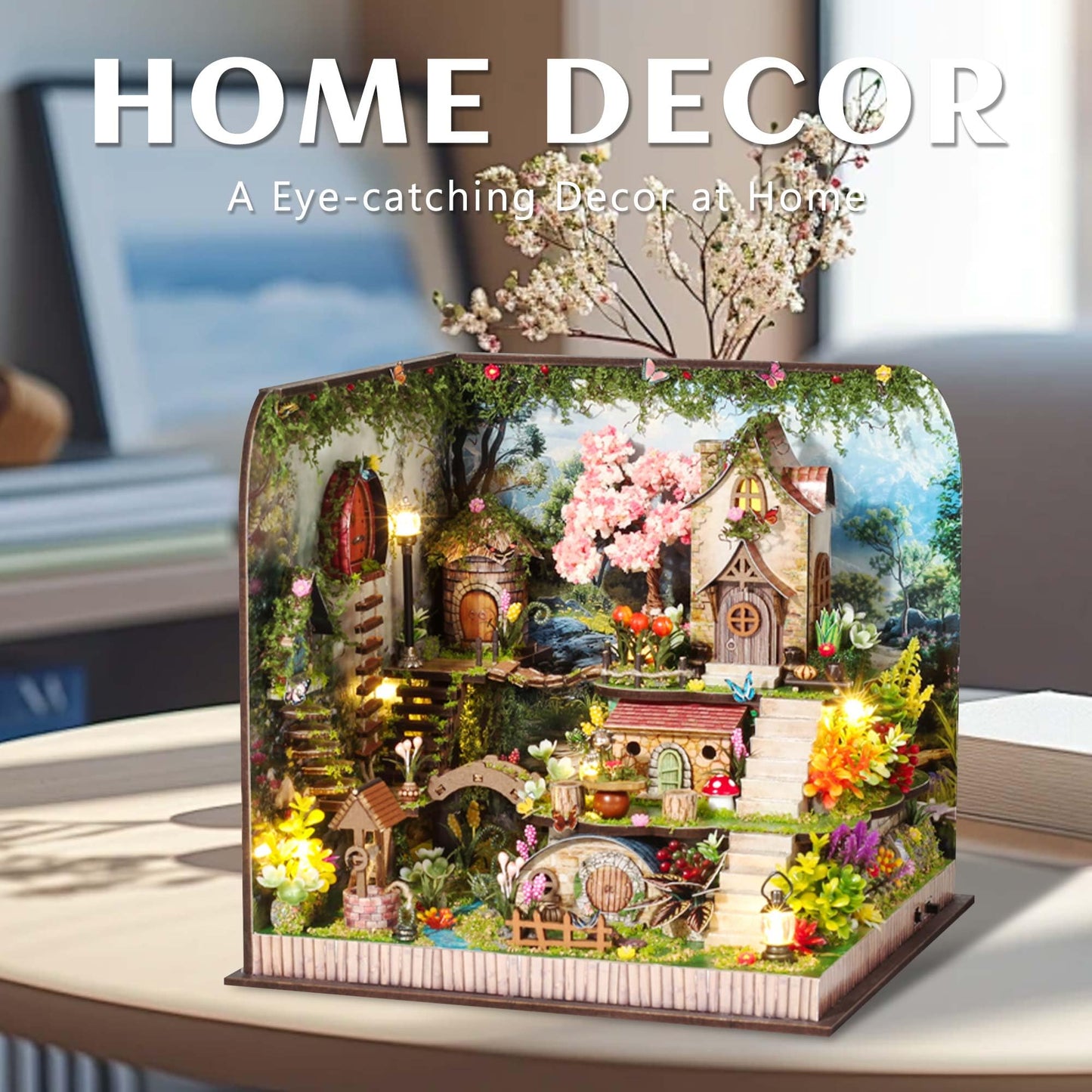 Kisoy DIY Miniature House Kit – Whispering Woods Tiny House with Furniture & LED Light