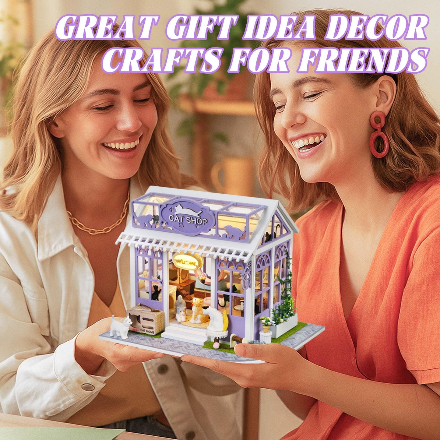 Kisoy DIY Miniature House Kit – Tiny House with Furniture & LED Light