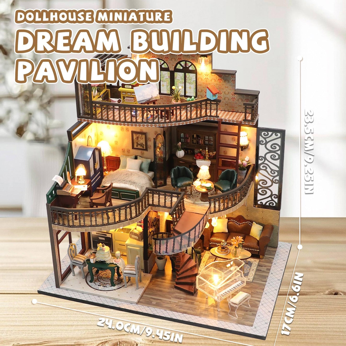 Kisoy DIY Miniature House Kit – LED Lighted Mini Scene for Adults & Teens