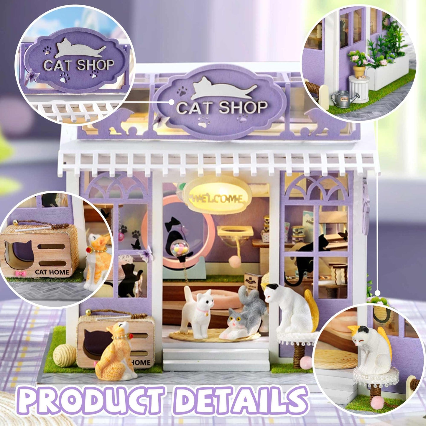 Kisoy DIY Miniature House Kit – Tiny House with Furniture & LED Light