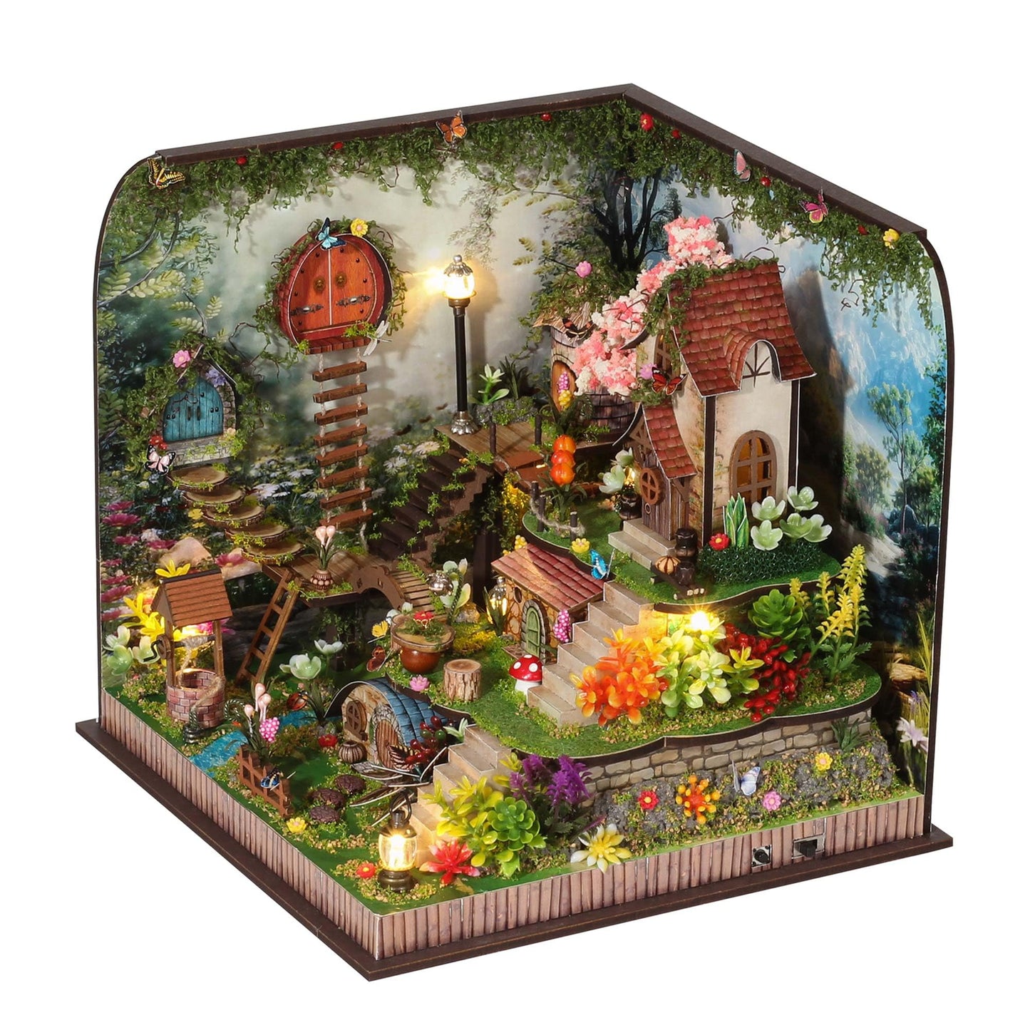 Kisoy DIY Miniature House Kit – Whispering Woods Tiny House with Furniture & LED Light