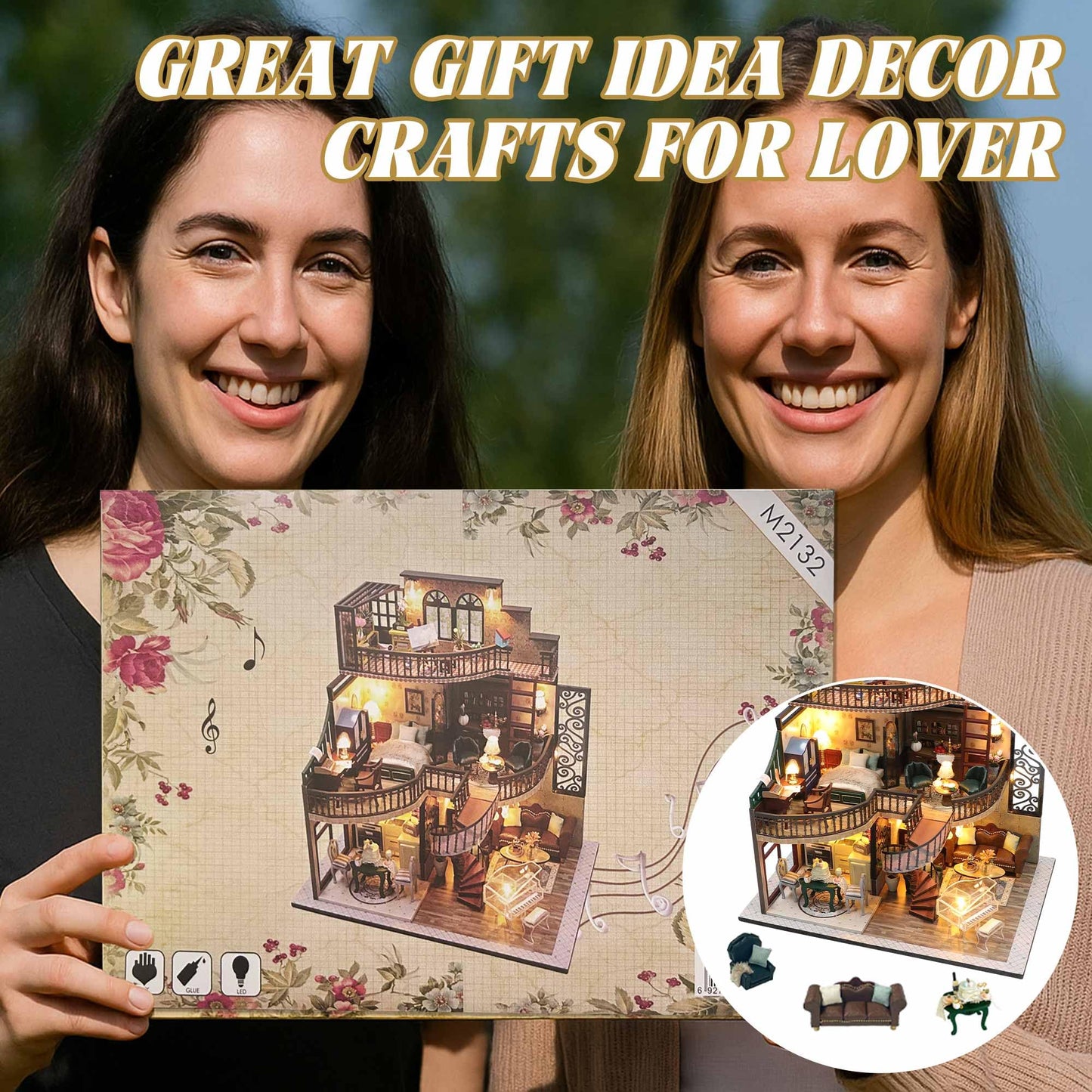 Kisoy DIY Miniature House Kit – LED Lighted Mini Scene for Adults & Teens