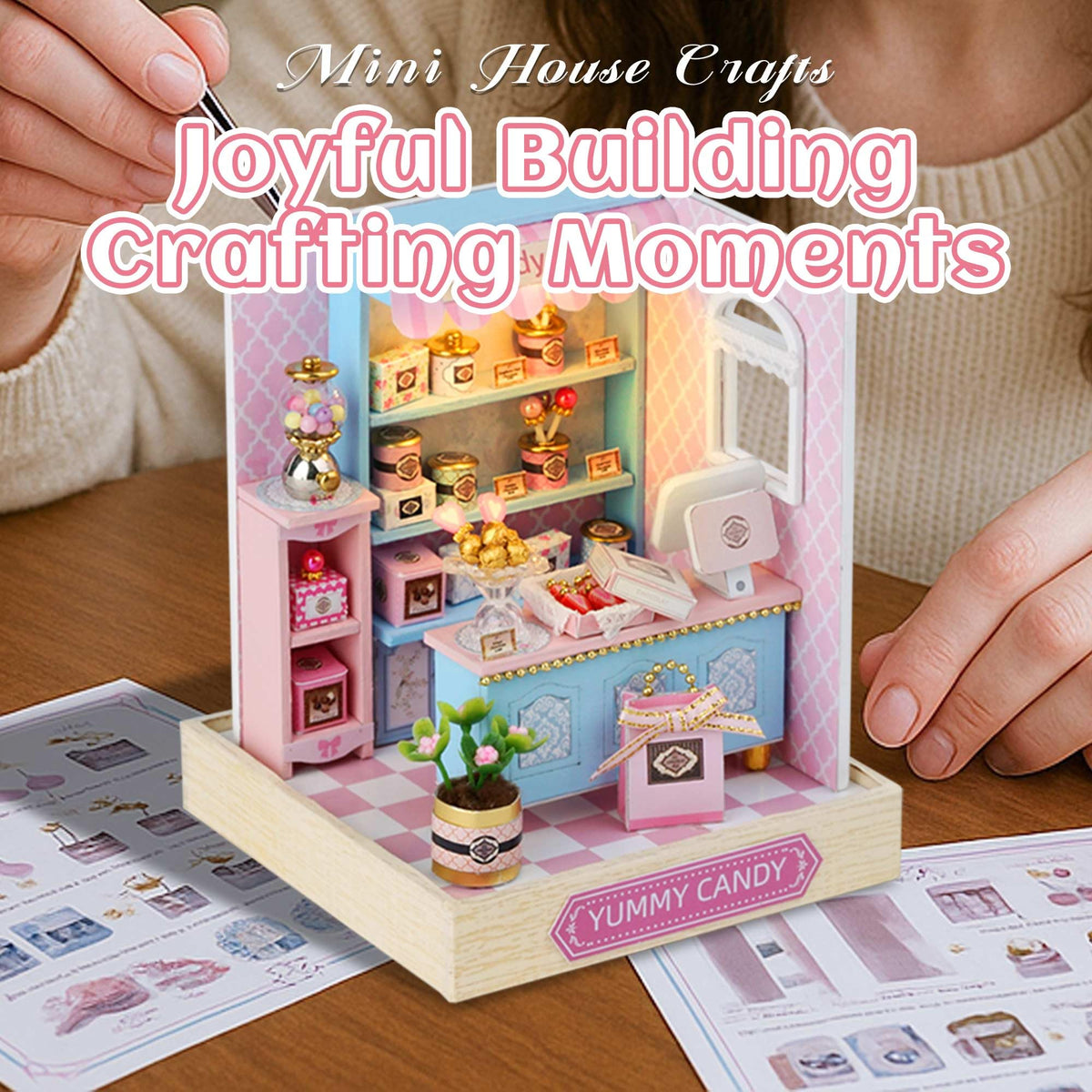 Kisoy Dollhouse Miniature Kit - DIY 3D Wooden House with Dust Cover