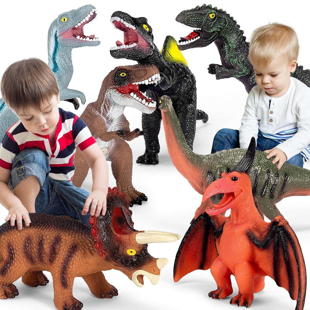 Kissdream 7-Piece Jumbo Dinosaur Toys – Realistic Giant Dino Set for Kids
