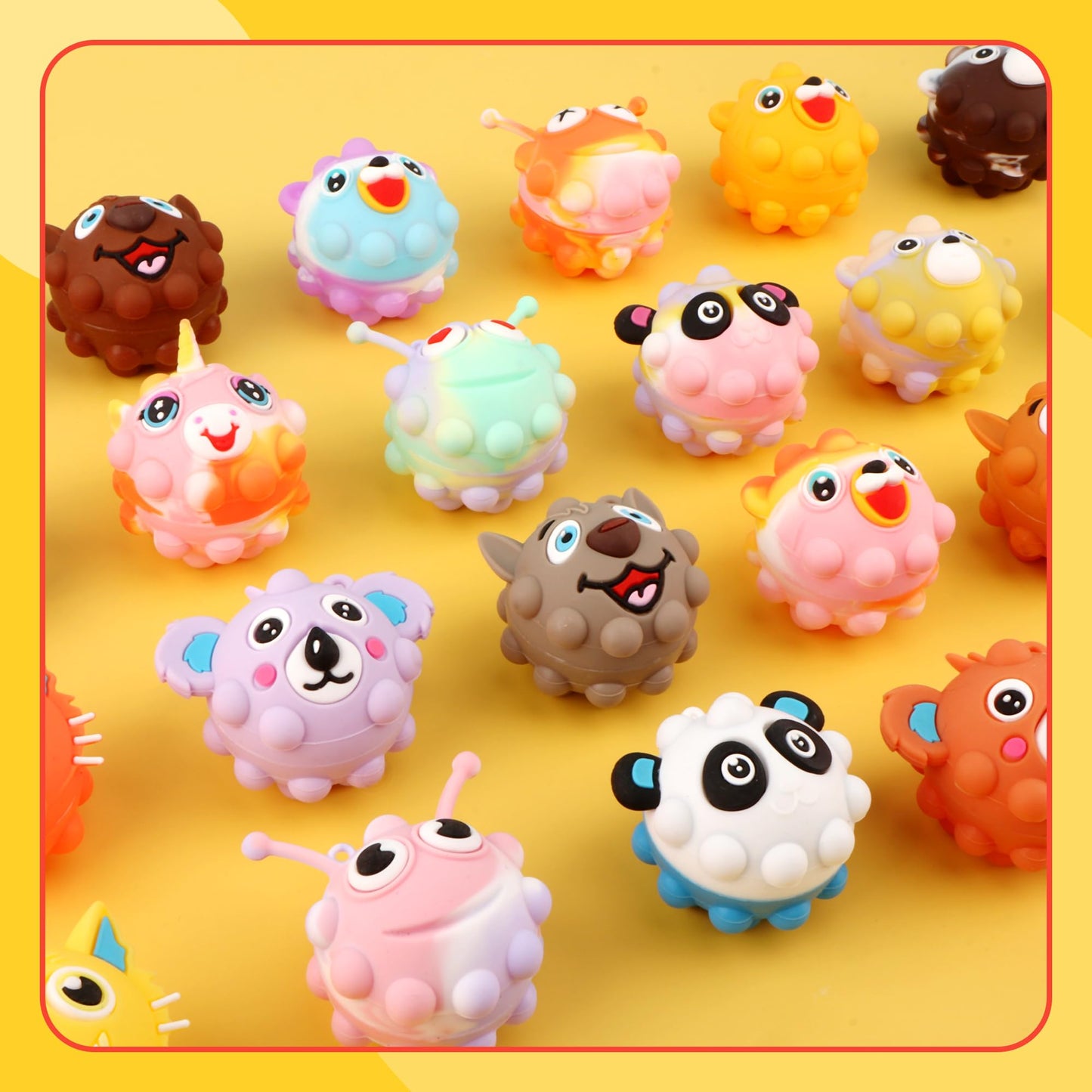 KissFree 24 Pack Animal Pop Balls – 3D Fidget Toys for Kids, Party Favors & Prizes