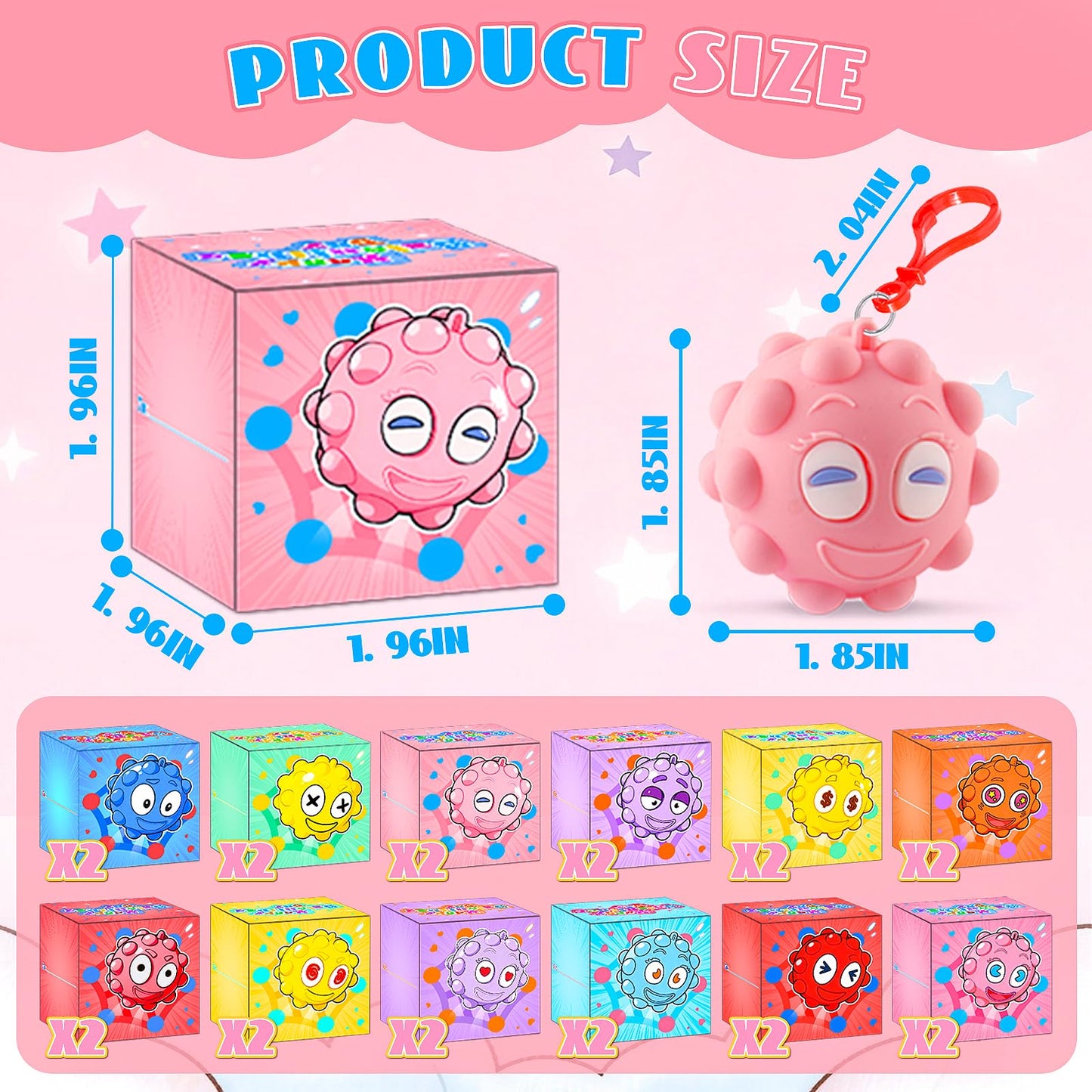 KissFree 24-Pack Valentines Day Gifts for Kids – 3D Pop Fidget Ball Boxes