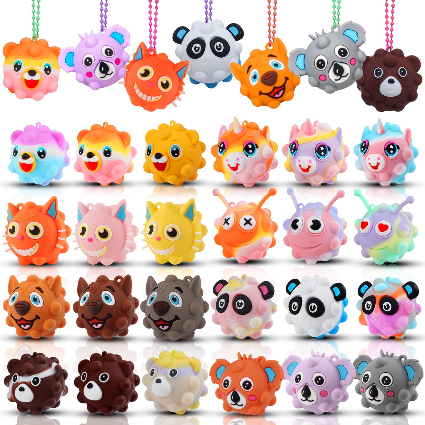 KissFree 24 Pack Animal Pop Balls – 3D Fidget Toys for Kids, Party Favors & Prizes