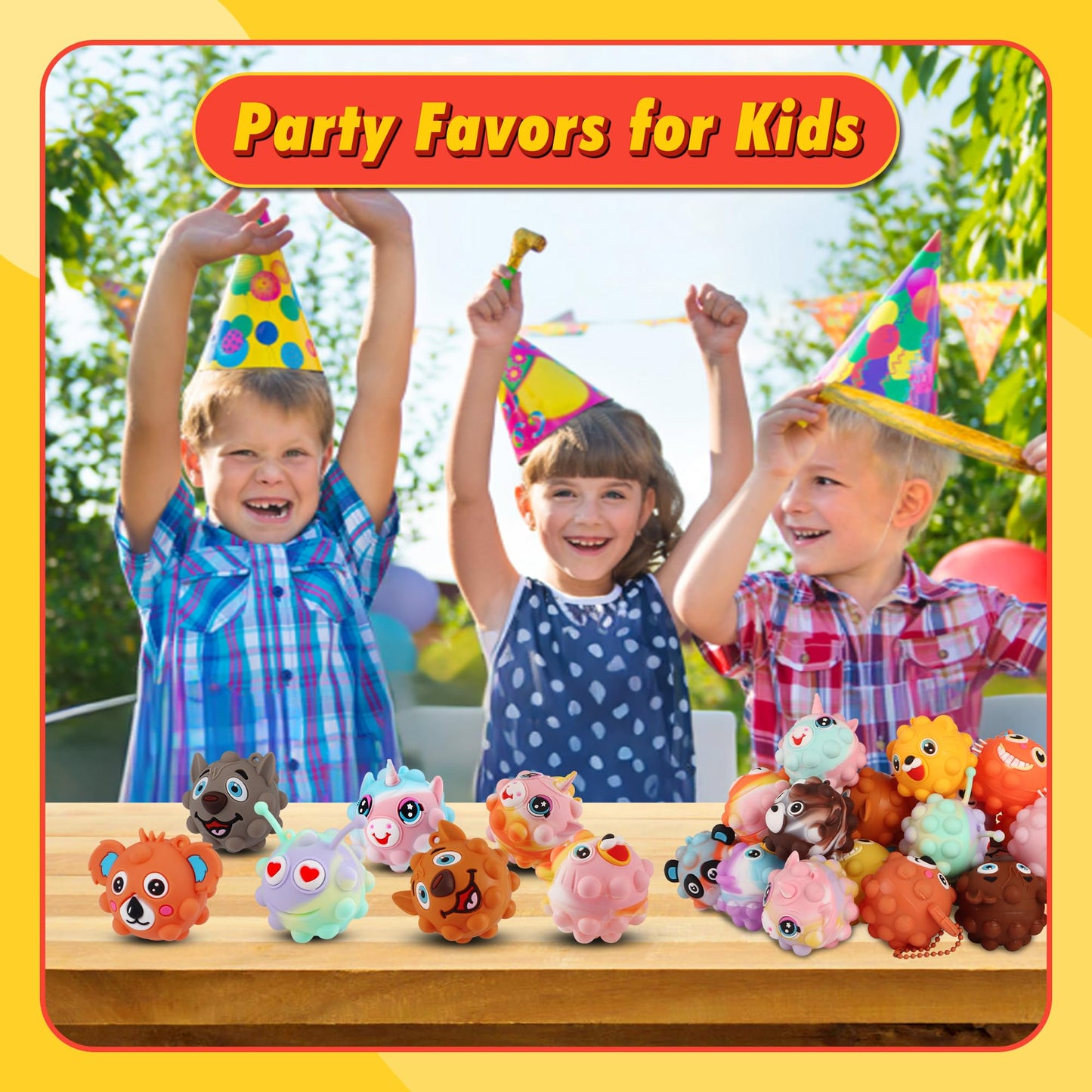 KissFree 24 Pack Animal Pop Balls – 3D Fidget Toys for Kids, Party Favors & Prizes