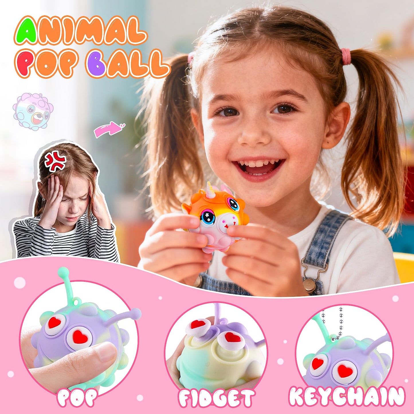 KissFree 36 Pack Animal Pop Balls – 3D Fidget Toys for Parties & Rewards