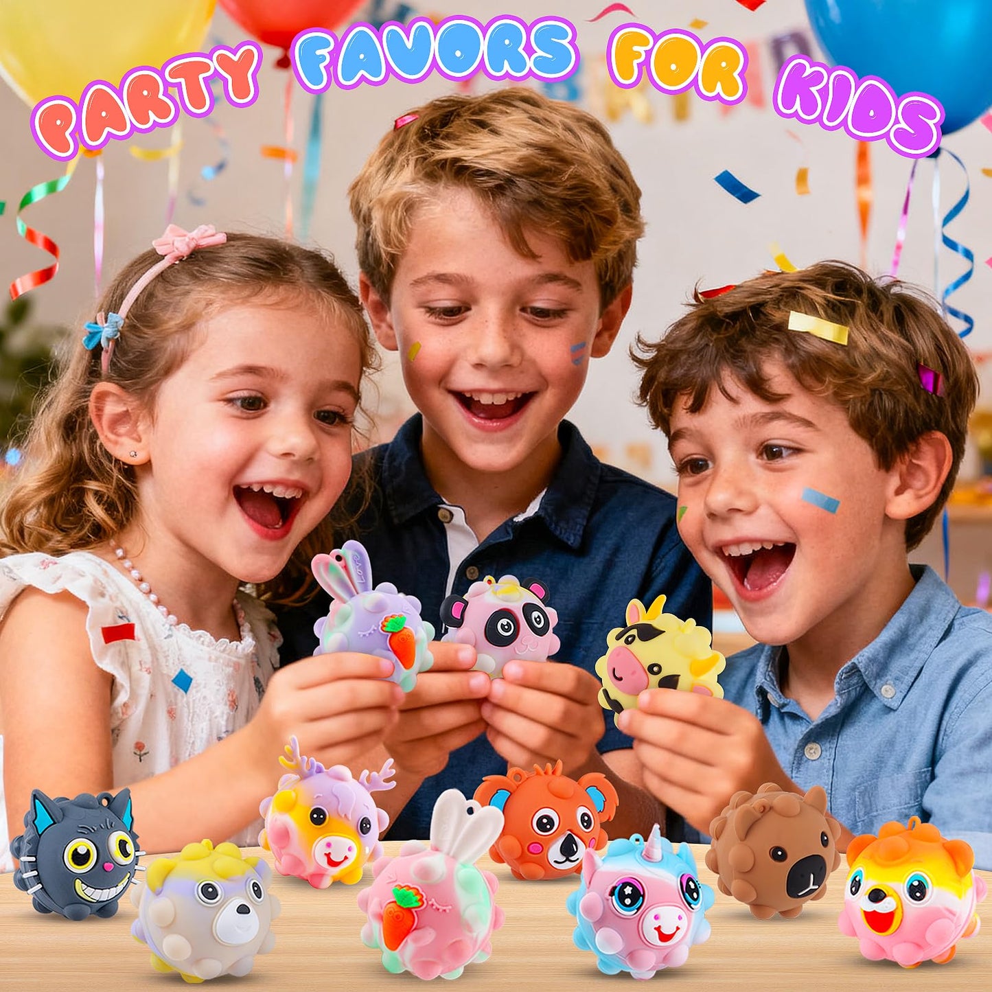 KissFree 36 Pack Animal Pop Balls – 3D Fidget Toys for Parties & Rewards