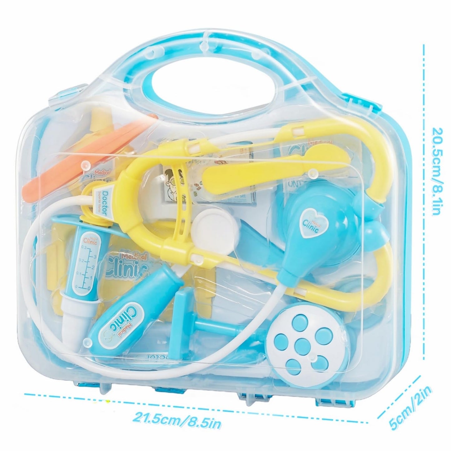 Kiszo Toddler Doctor Kit – 12-Piece Play Set with Carry Case (Blue)