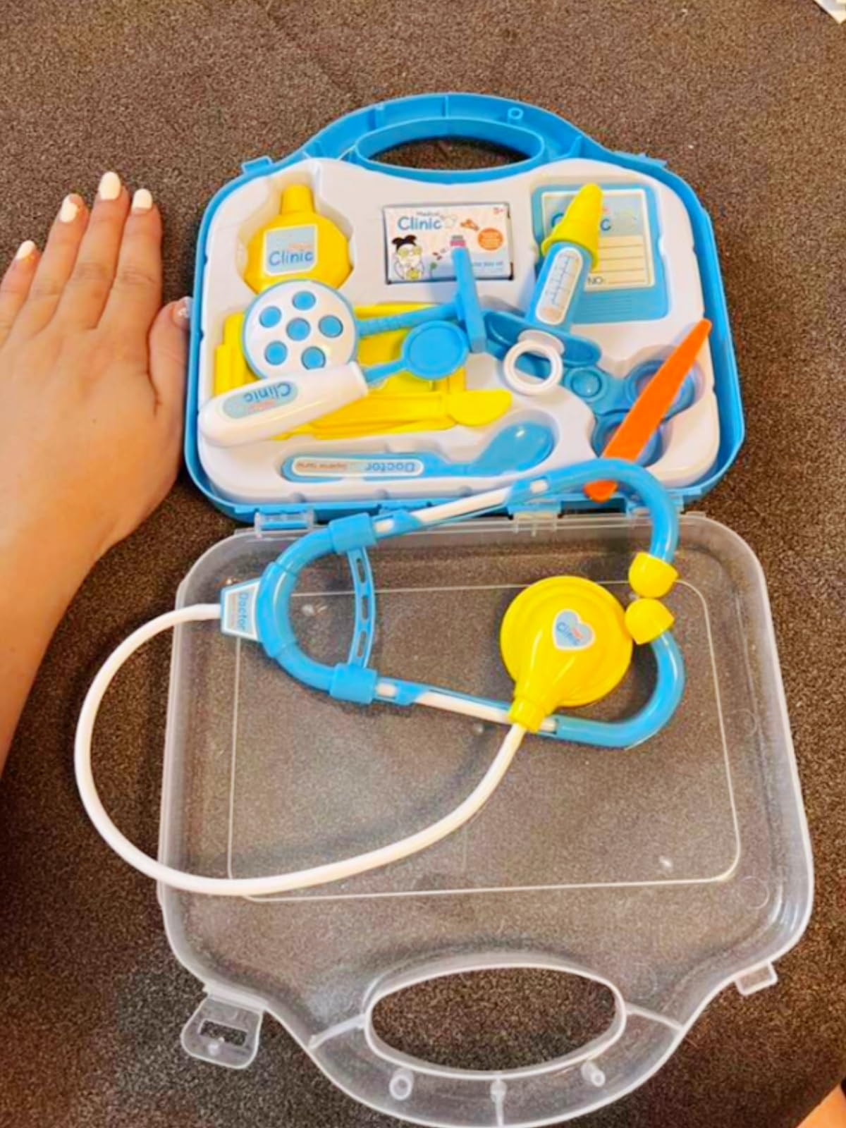Kiszo Toddler Doctor Kit – 12-Piece Play Set with Carry Case (Blue)