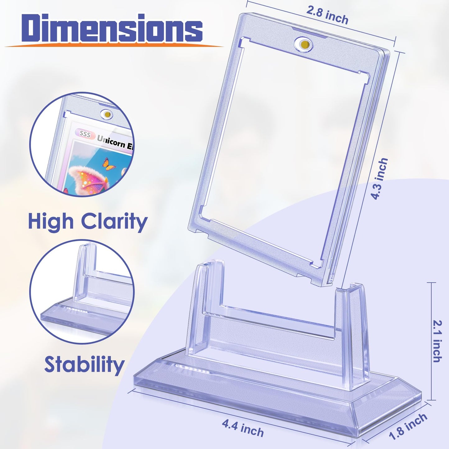 Kitoyz 12Pcs Magnetic Card Holders with 12 Stands – 35pt Acrylic, UV Coated