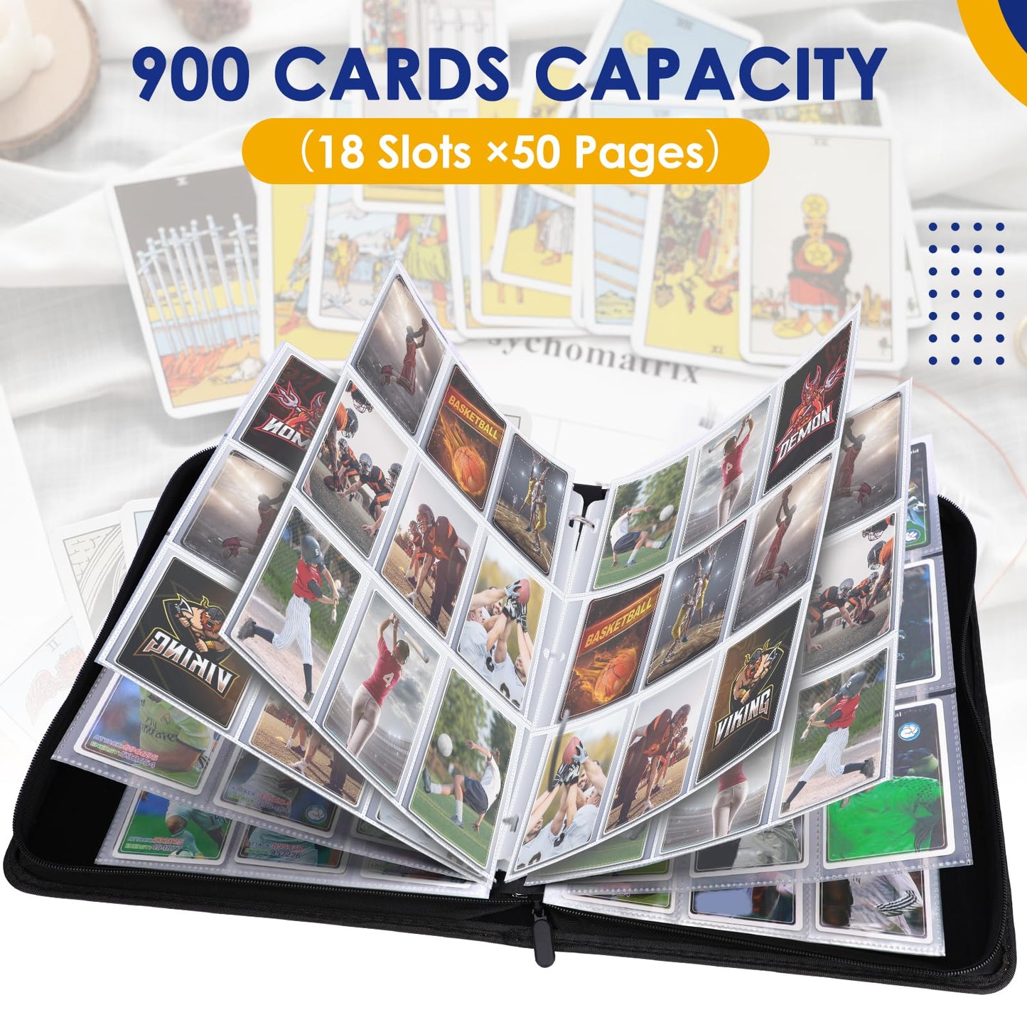 Kitoyz 900 Pockets Card Binder - Durable PU Leather Card Album for Trading and Sports Cards