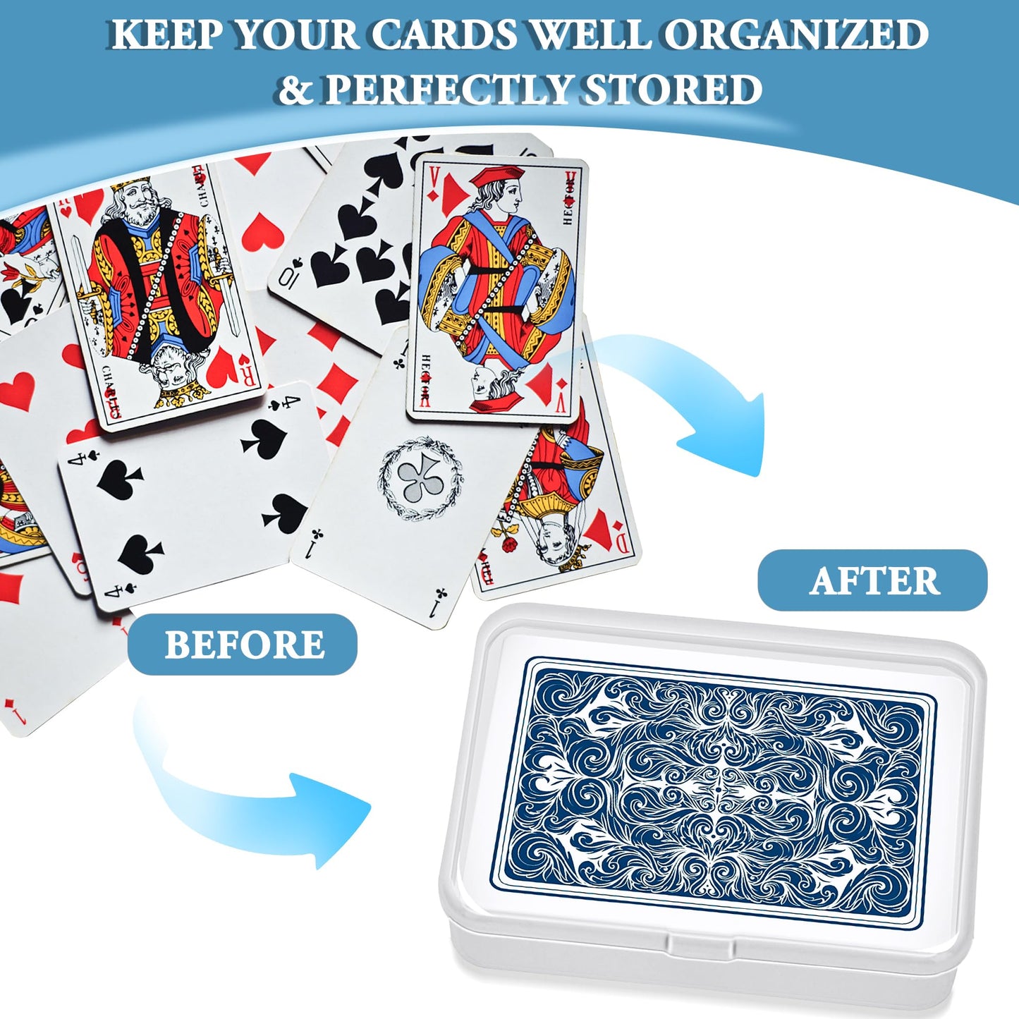 Kitoyz Clear Card Storage Boxes – 6-Pack, Holds 100 Cards Each (10 x 7 x 2.5 cm)