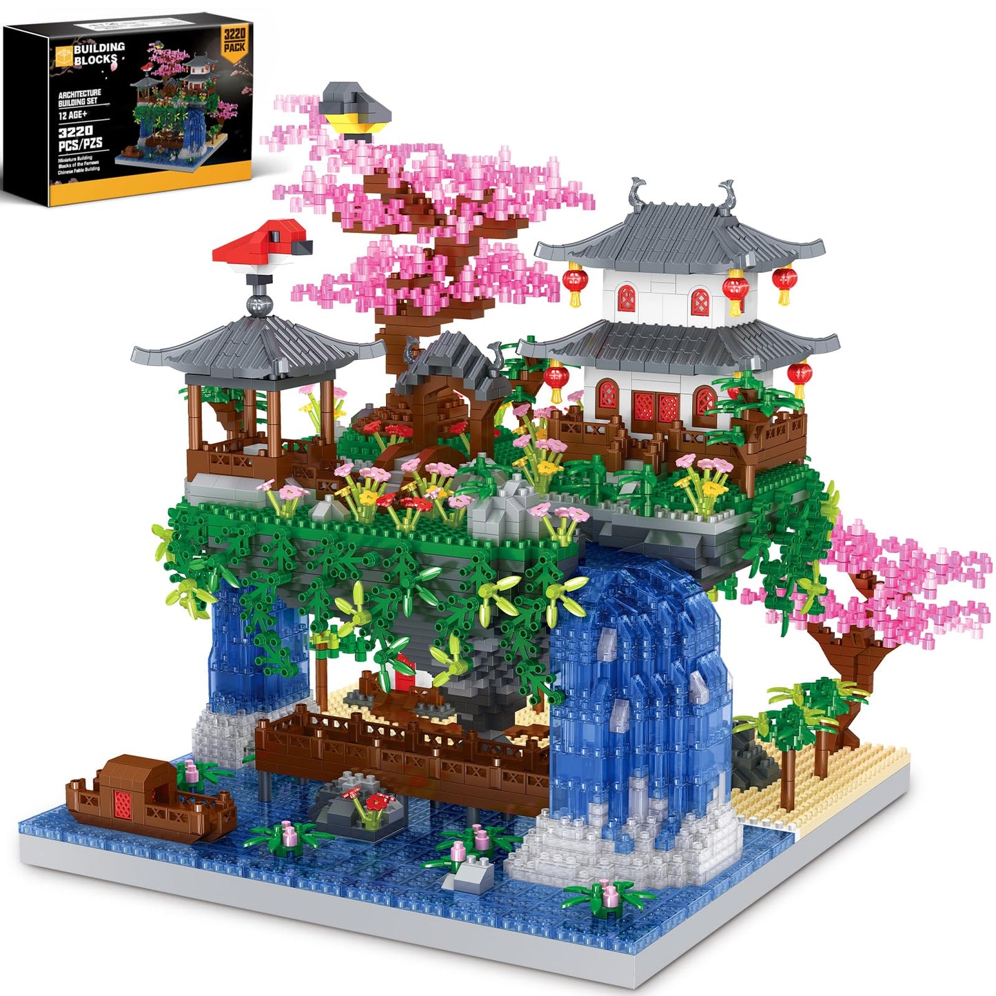 Kitoyz Cherry Blossom Bonsai Tree Building Set – 3220 Pcs, Chinese Architecture & Sakura House