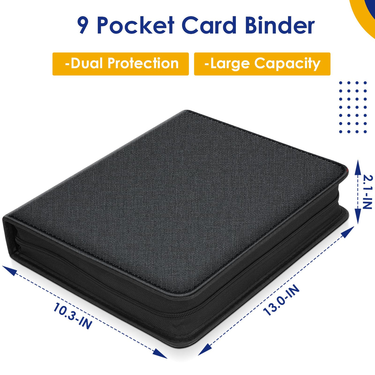 Kitoyz 900 Pockets Card Binder - Durable PU Leather Card Album for Trading and Sports Cards