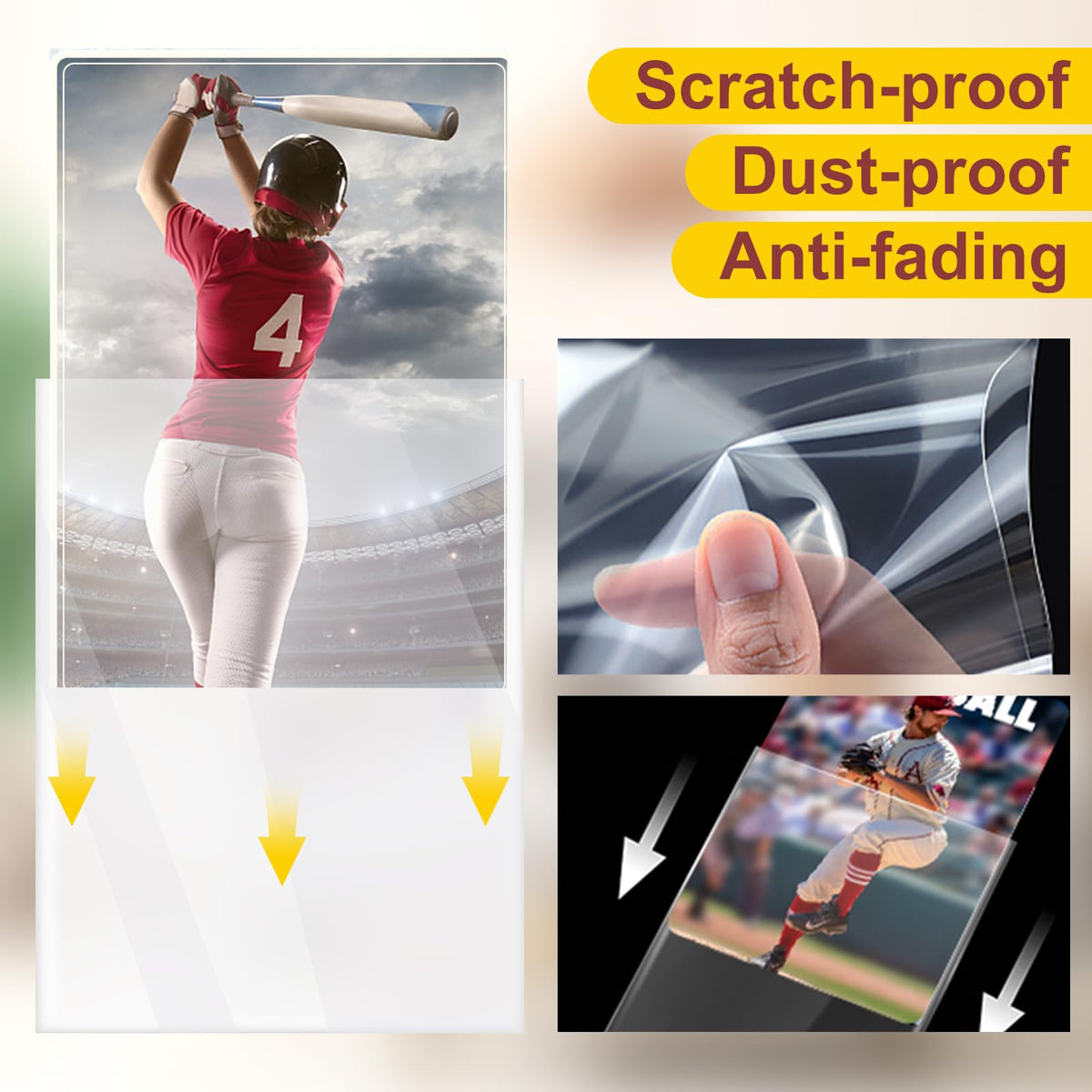 Kitoyz 1000-Count Card Sleeves Top Loaders — Clear Protectors for Baseball, Football & Game Cards