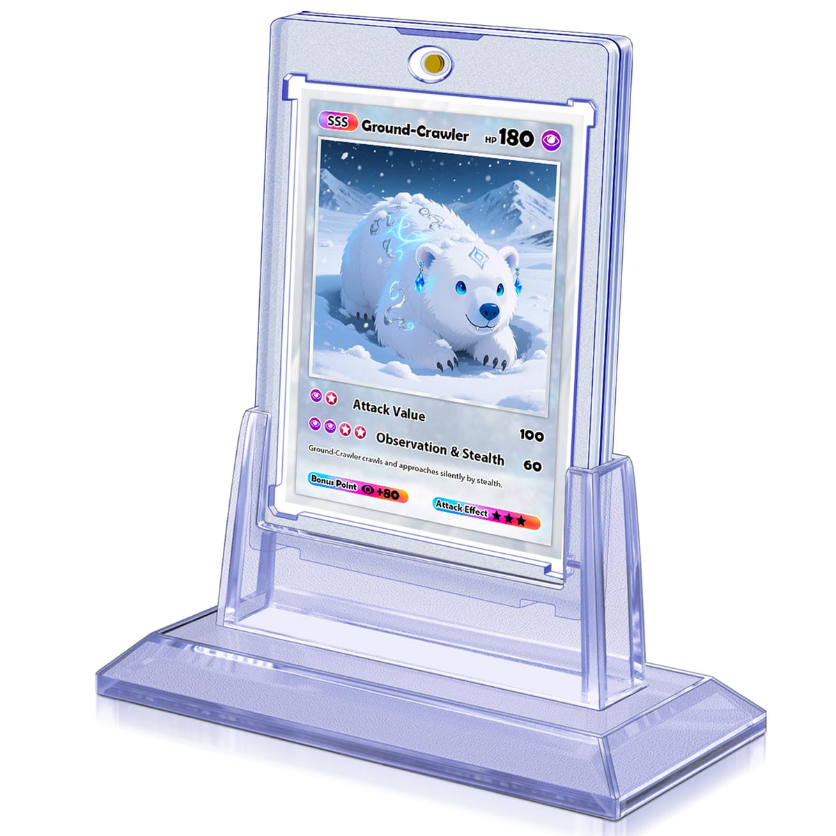 Kitoyz 1Pcs Magnetic Card Holder with Base – 35pt Acrylic Card Protectors for Sports & Trading Cards