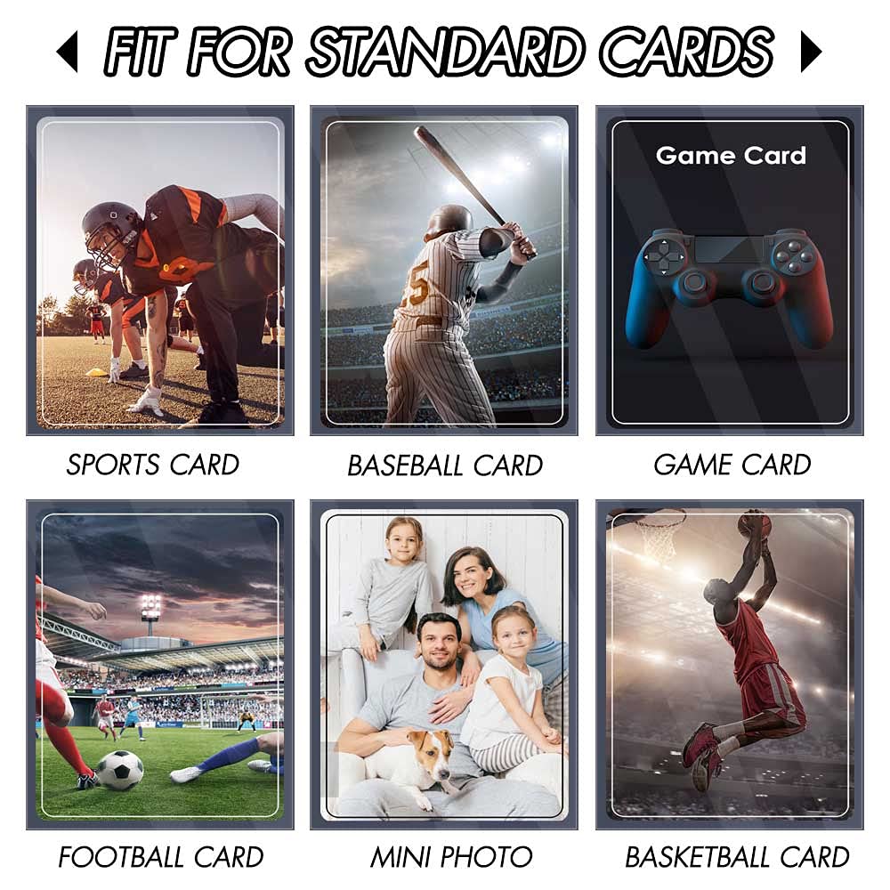 Kitoyz 200 Counts Black Card Sleeves Top Loaders – Matte Outer, Clear Inner, Non-PVC Protectors for Baseball, Sports & Game Cards