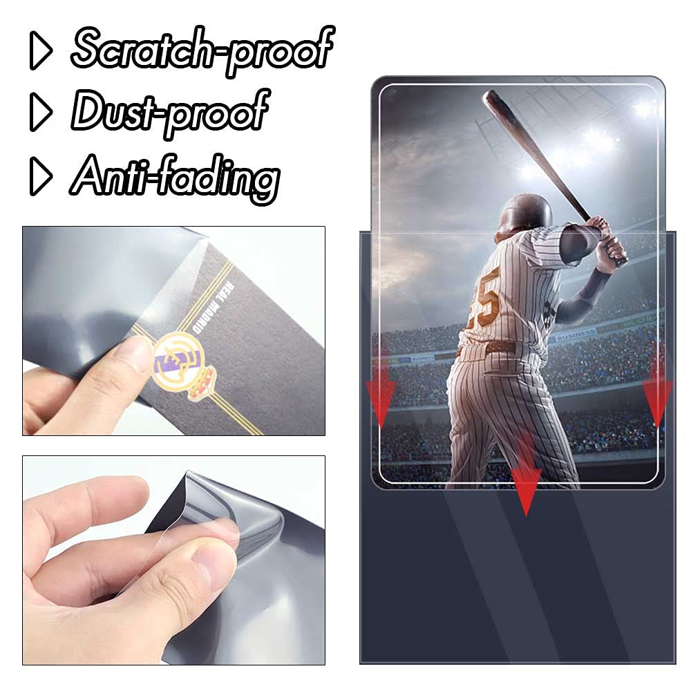 Kitoyz 200 Counts Black Card Sleeves Top Loaders – Matte Outer, Clear Inner, Non-PVC Protectors for Baseball, Sports & Game Cards