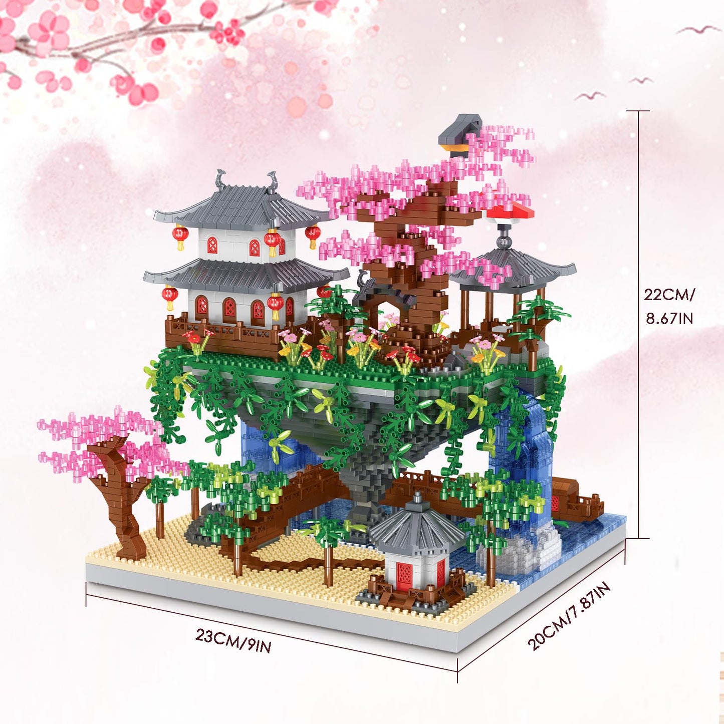 Kitoyz Cherry Blossom Bonsai Tree Building Set – 3220 Pcs, Chinese Architecture & Sakura House