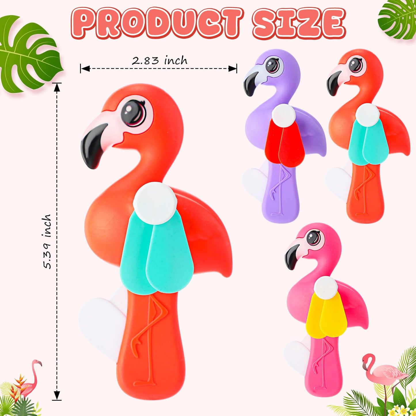 Kittmip 24-Pack Mini Flamingo Fans – Portable Handheld Gift Set with Cards
