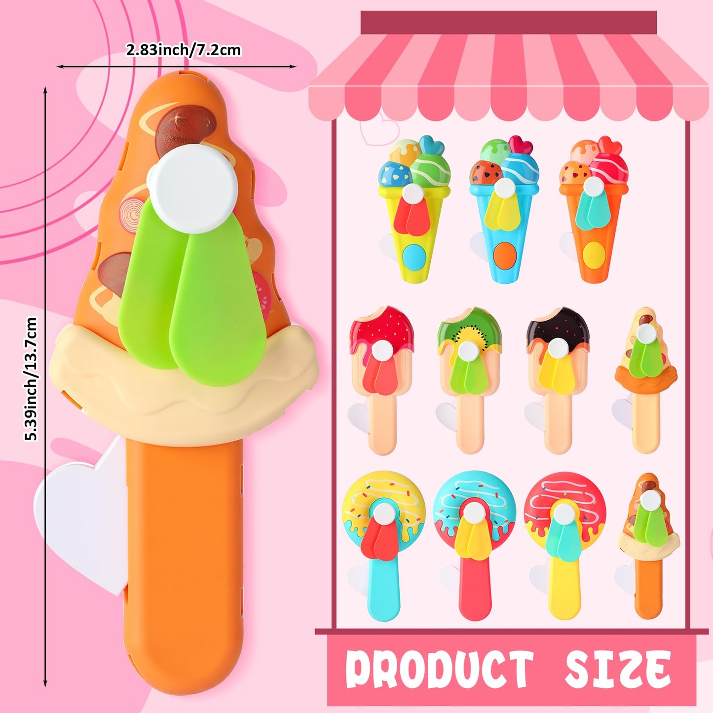 Kittmip 24 Pack Mini Ice Cream Handheld Fans with Cards – Portable Gift Set