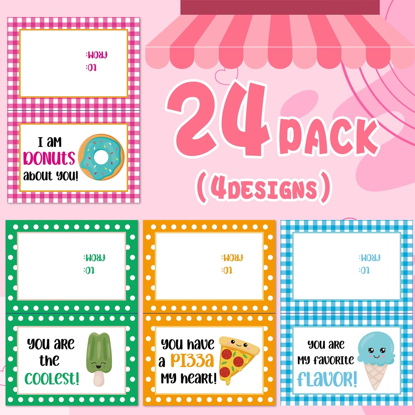 Kittmip 24 Pack Mini Ice Cream Handheld Fans with Cards – Portable Gift Set