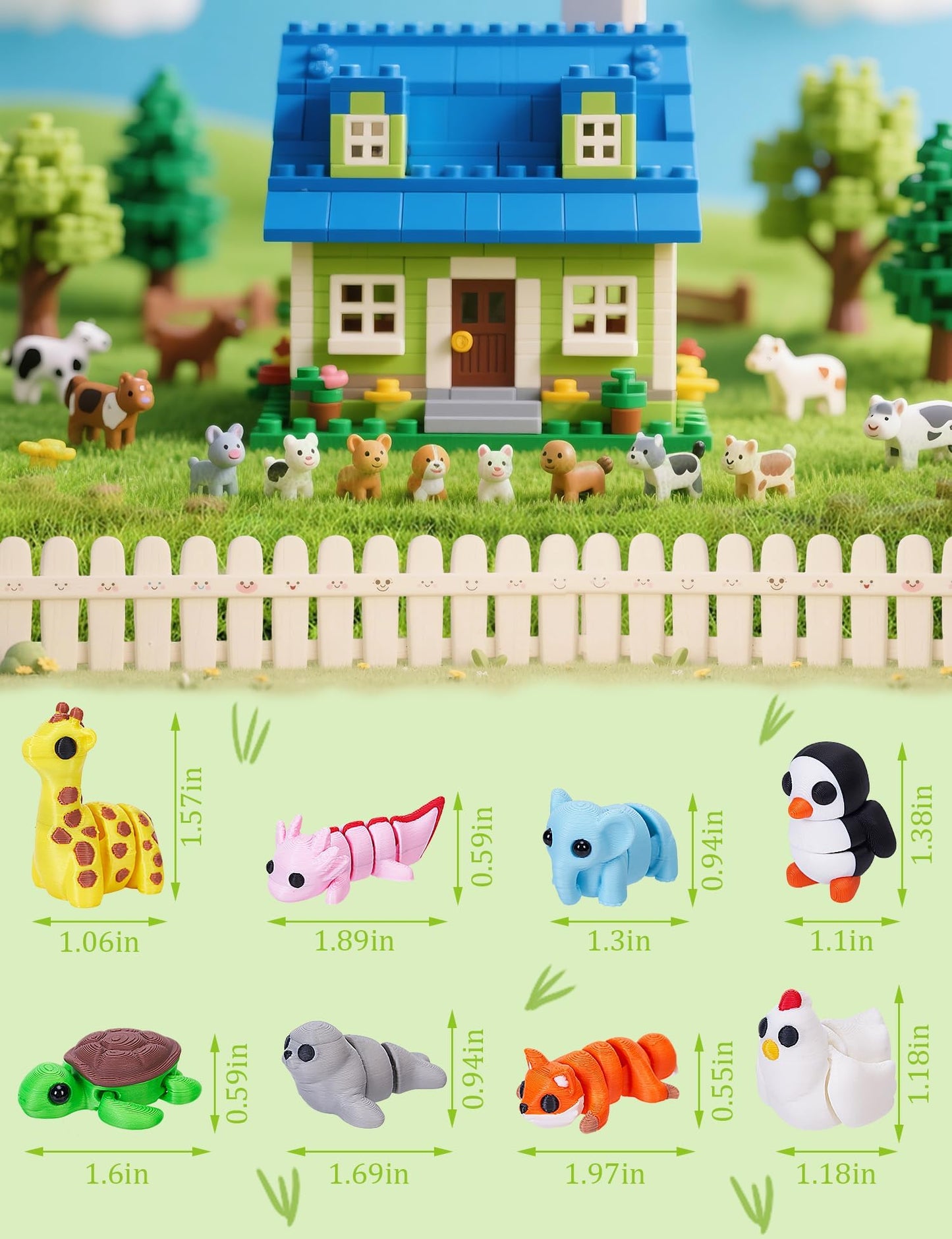 KittyCode 36PCS Mini 3D Printed Animal Figurines – Articulated Fidget Toys & Desk Decor