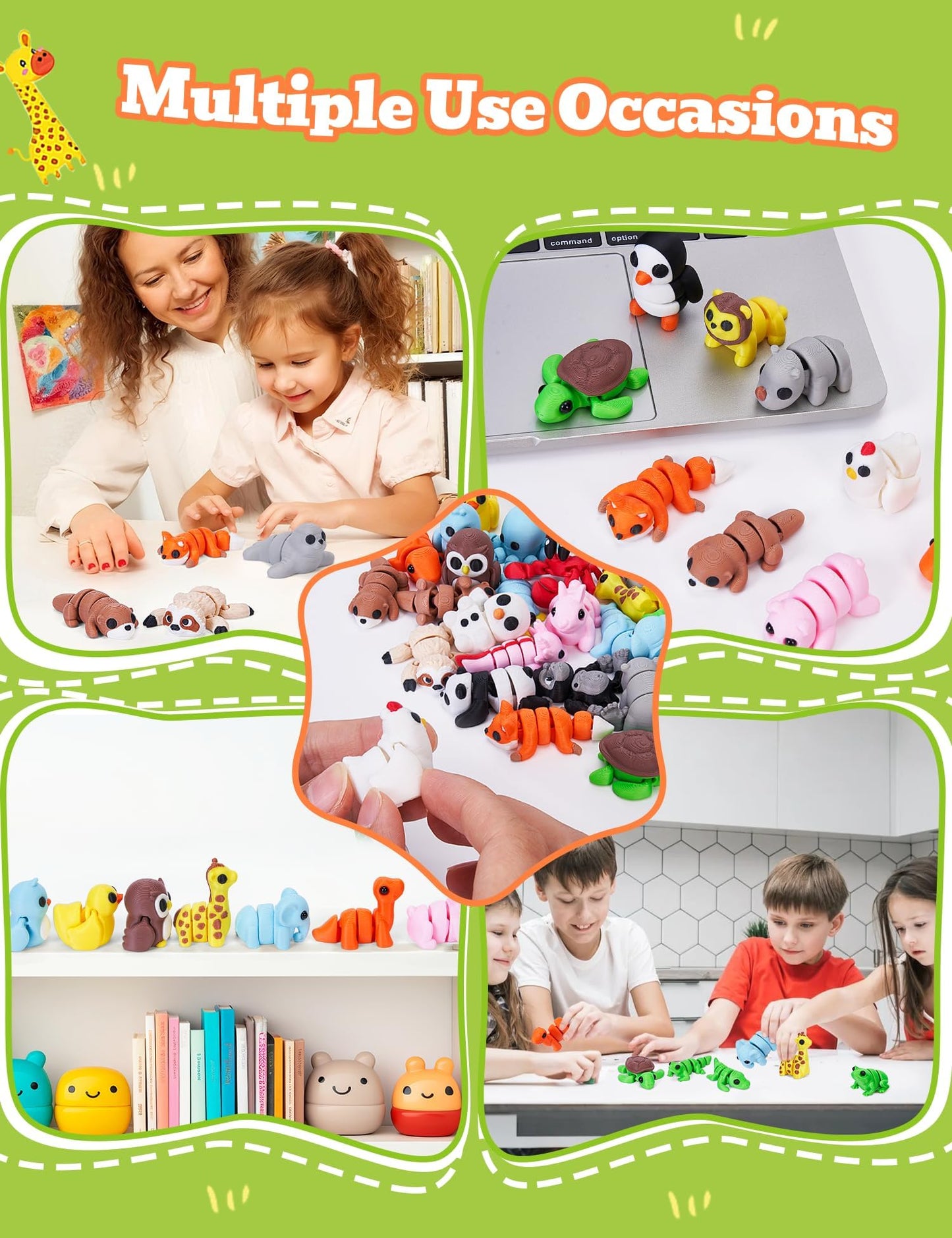 KittyCode 36PCS Mini 3D Printed Animal Figurines – Articulated Fidget Toys & Desk Decor