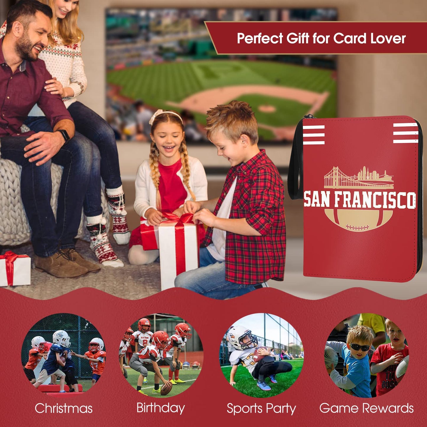 KivolFun San Francisco Football Card Binder – 900 Pocket, 3 Ring, Waterproof & Dustproof