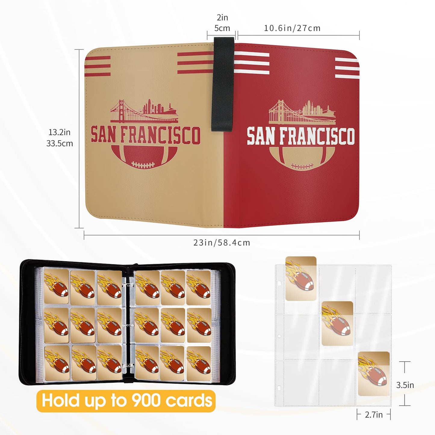 KivolFun San Francisco Football Card Binder – 900 Pocket, 3 Ring, Waterproof & Dustproof