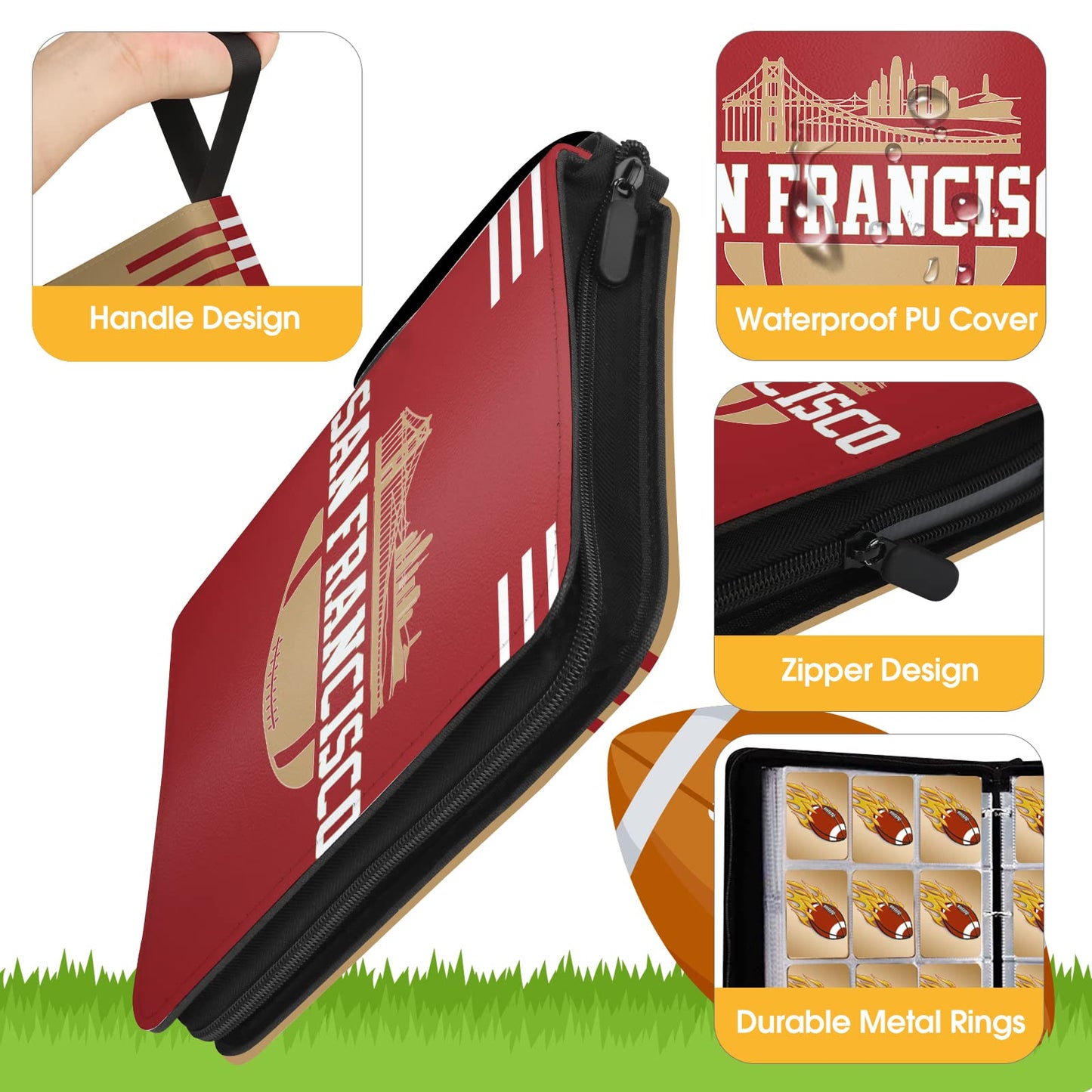 KivolFun San Francisco Football Card Binder – 900 Pocket, 3 Ring, Waterproof & Dustproof