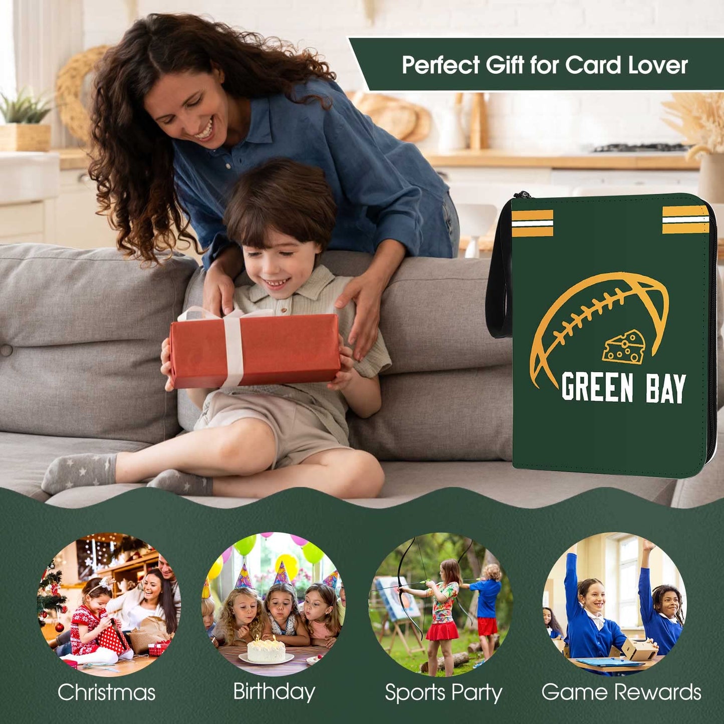 KivolFun Green Bay Football Card Binder - 900 Pocket 3-Ring Organizer