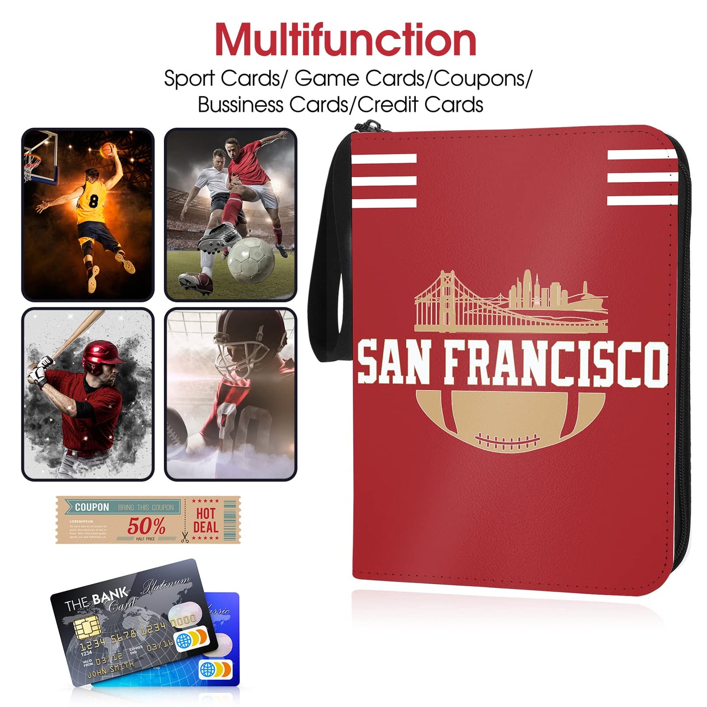 KivolFun San Francisco Football Card Binder – 900 Pocket, 3 Ring, Waterproof & Dustproof