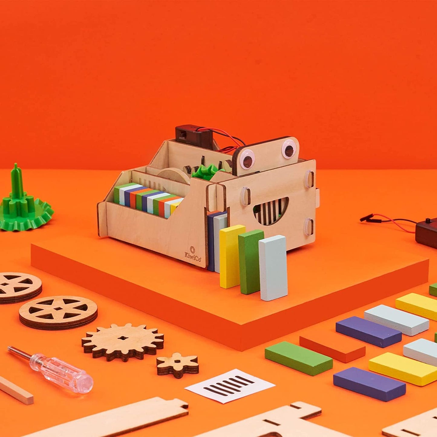KiwiCo Domino Machine: Wooden Domino Robot Gift Set for Ages 9+