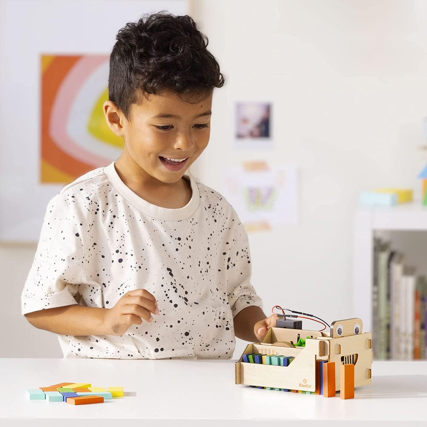 KiwiCo Domino Machine: Wooden Domino Robot Gift Set for Ages 9+