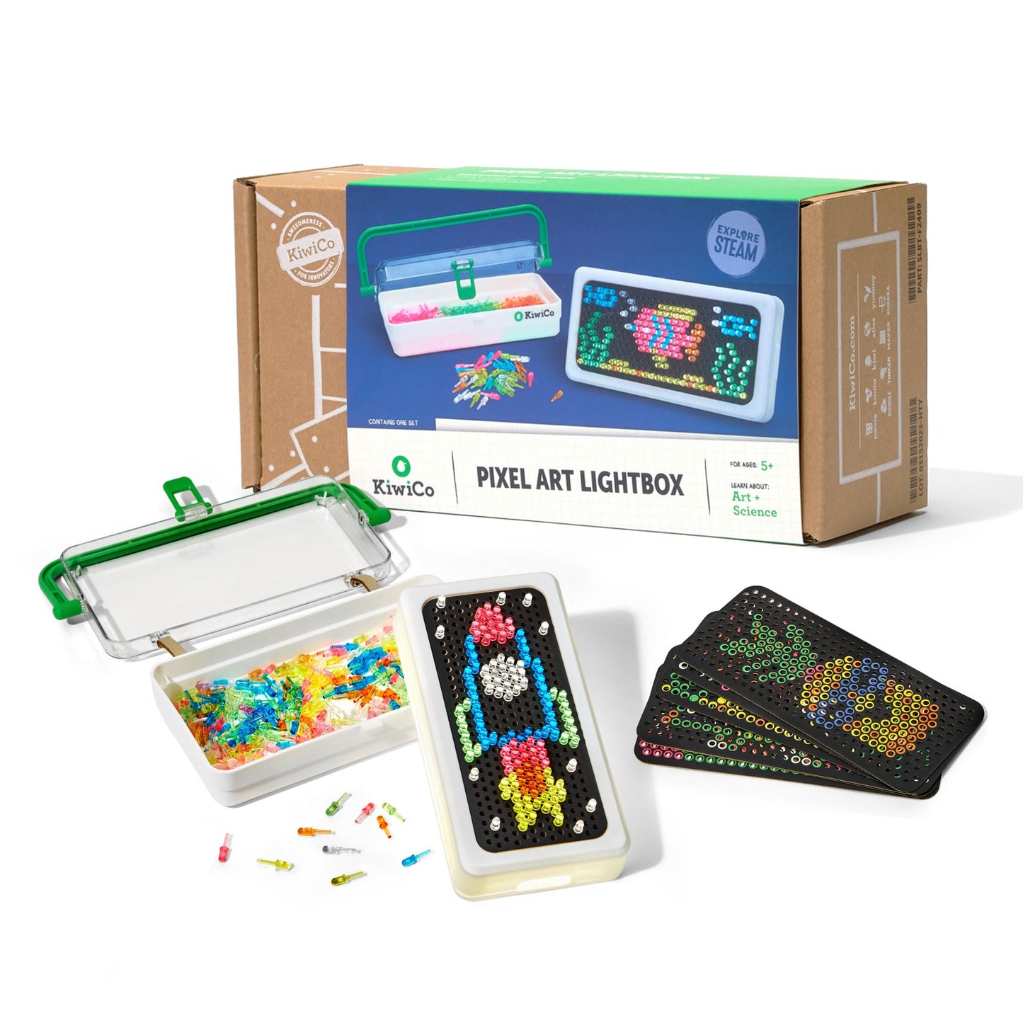 KiwiCo Pixel Art Kit for Kids 5-8 | Lightbox with Reusable Templates & 20+ Pixel Art Creations
