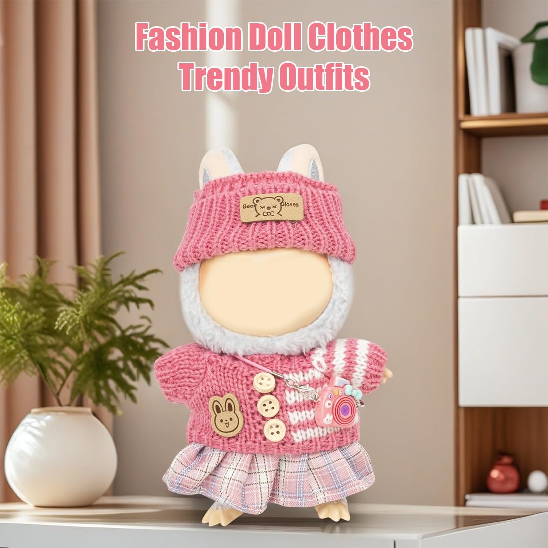 KIYEREE Lububu 17cm Doll Clothes – Rose Red Outfit & Accessories (Doll Not Included)